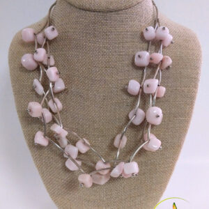 Beautiful 3-Strand Pink Jasper Necklace Set.