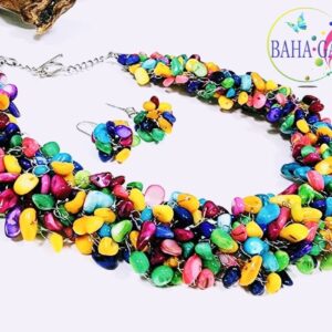 Multicolored Mother of Pearl Necklace Set.