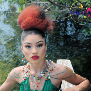 Multicolored Crystal & Mother Of Pearl "Queen" Necklace & Earring Set.