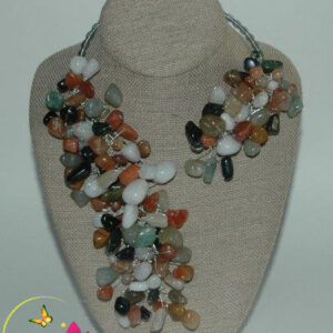 Multicolored Earth Toned Jade "Crown Jeweled" Necklace & Earring