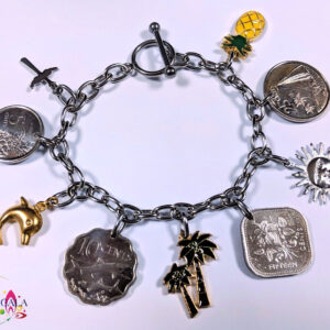 Authentic Bahamian Coins & Charm Bracelet.