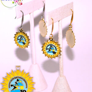BG Independence "Sun Coin" Gold & Silver Stainless Steel Hook Earrings.