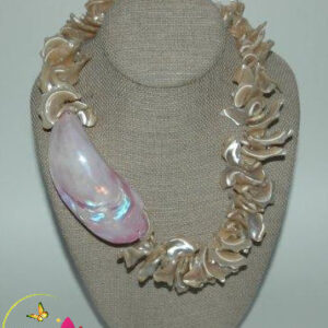 Tan Mother of Pearl Necklace & Earring Set.