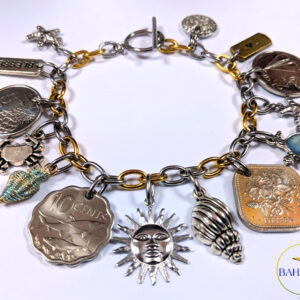 Authentic Bahamian Coins & Charm Bracelet.
