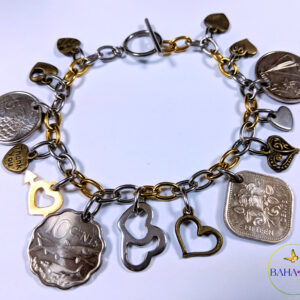 Authentic Bahamian Coins & Charm Bracelet.