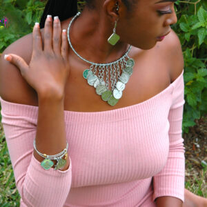 Authentic Bahamian Coins "Waterfall" Necklace & Earring Set.