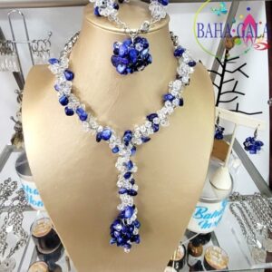 Bridal Mother of Pearl & Crystal Necklace Set.