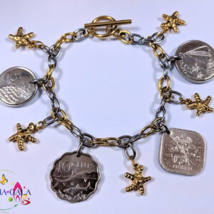 Authentic Bahamian Coins & Charm Bracelet.
