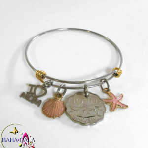 Authentic Bahamian Coin Stainless Steel Silver & Gold Baha Bangle.