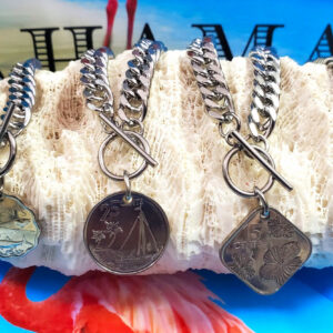 Authentic Bahamian $0.10 Cent Coin Bracelet on Cuban Links.
