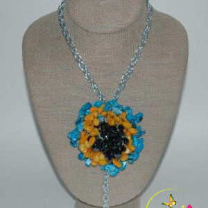 Lovely Dyed Turquoise & Yellow Mother of Pearl Chips Necklace Set