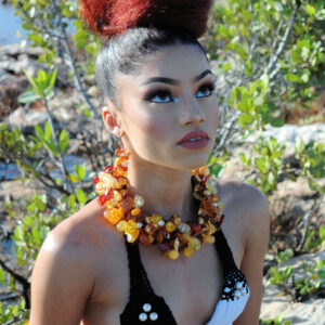 Lovely Faux Amber Necklace & Earring Set.