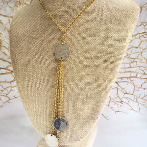 Lovely Gold Stainless Steel Mermaid Floating Necklace & Earring Set