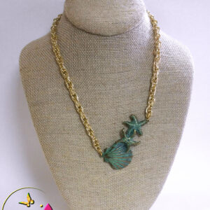 Beautiful Geeen Metal Shells Necklace Set.