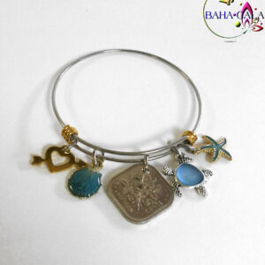 Authentic Bahamian Coin Stainless Steel Silver & Gold Baha Bangle.