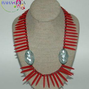 Dyed Red Turquoise Sticks & Crystals Necklace & Earring Set.