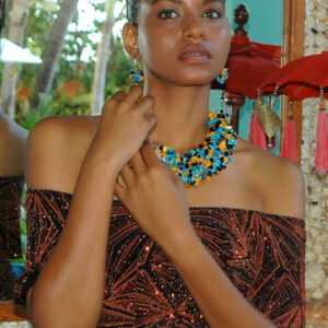 Beautiful Mother of Pearl & Crystals Necklace & Earring Set.