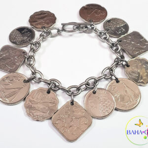 Authentic Bahamian Coins Stainless Steel Charm Bracelet