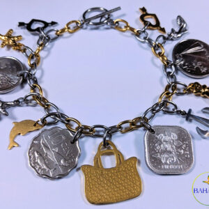 Freshwater Pearls & Bahamian $0.10 Cent Coin Bracelet.