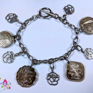 Authentic Bahamian Coins & Charm Bracelet.