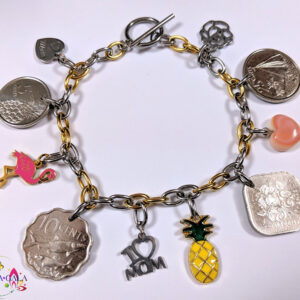 Authentic Bahamian Coins & Charm Bracelet.