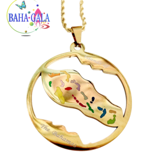 Baha Gala "Islands Of The Bahamas" 50mm Gold Stainless Steel Pendant." 🦋 🇧🇸