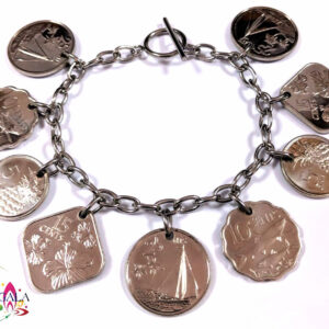 Authentic Bahamian Coins & Charms Stainless Steel Charm Bracelet