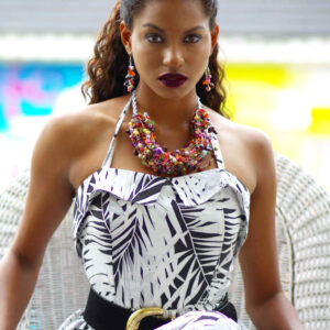 Multicolored, Multistrand Mother Of Pearl & Natural Tamarind Seed Necklace Set.