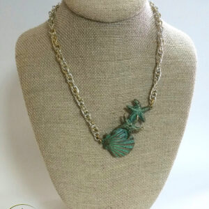 Beautiful Geeen Metal Shells Necklace Set.