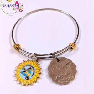 Authentic Bahamian $0.10 Cent Coin & Stainless Steel Bangle.