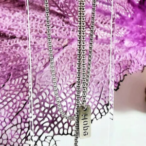 Stainless Steel Adjustable Lariat "Hope" Charm Necklace.