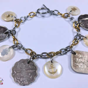 Authentic Bahamian Coins & Charm Bracelet.