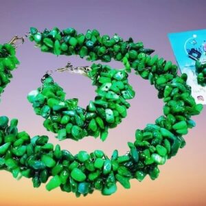 Emerald Green Mother of Pearl  3 Piece Necklace Set.