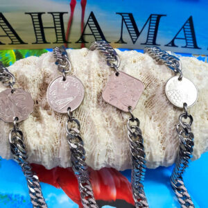 Authentic Bahamian $0.15 Cent Coin Bracelet on Cuban Links.