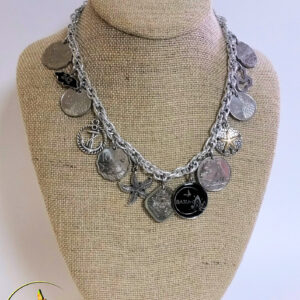 Authentic Bahamian Coins & Charm Necklace & Earring Set.