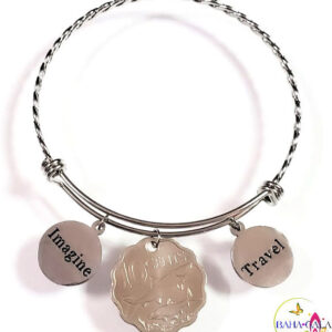 Bahamian Coin "Inspire" Stainless Steel "Butterfly Twist" Adjustable Bangle.