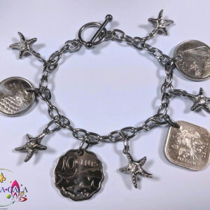 Authentic Bahamian Coins & Charm Bracelet.