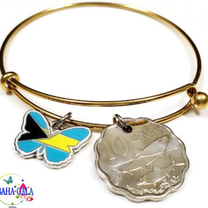 The Lovely "Bahamian Butterfly" Charm & Coin Bangle.