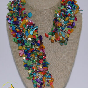 Multicolored Mother of Pearl Necklace Set.