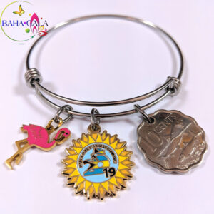 Authentic Bahamian Coin & Charms Stainless Steel Bangle.