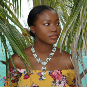 Beautiful Glass Pearls & Crystals Necklace Set.
