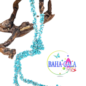 Turquoise Mother of Pearl Chips Opera Necklace  Set.