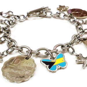 Authentic Bahamian Coins & Charm Stainless Steel Bracelet.