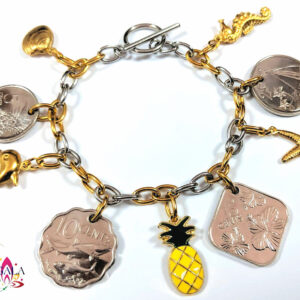 Authentic Bahamian Coins & Charms Stainless Steel Charm Bracelet
