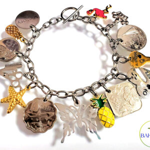 Authentic Bahamian Coins & Charm Stainless Steel Bracelet.