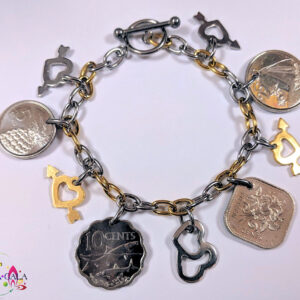 Authentic Bahamian Coins & Charm Bracelet.