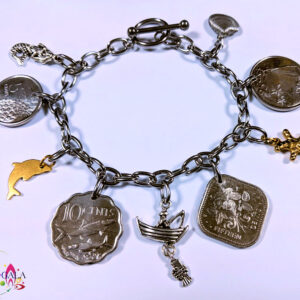 Authentic Bahamian Coins & Charm Bracelet.