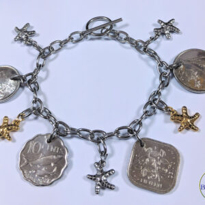 Authentic Bahamian Coins & Charm Bracelet.