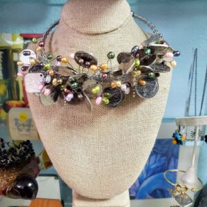 Authentic Bahamian Coins & Freshwater Pearls Necklace Set.