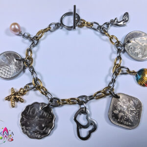 Authentic Bahamian Coins & Charm Bracelet.